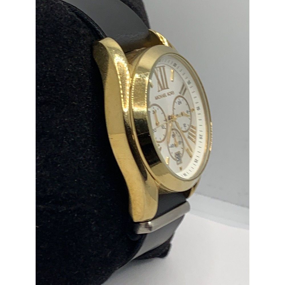 Michael Kors MK5743 Women's Black Leather Analog White Dial Quartz Watch JD234 - Picture 4 of 11
